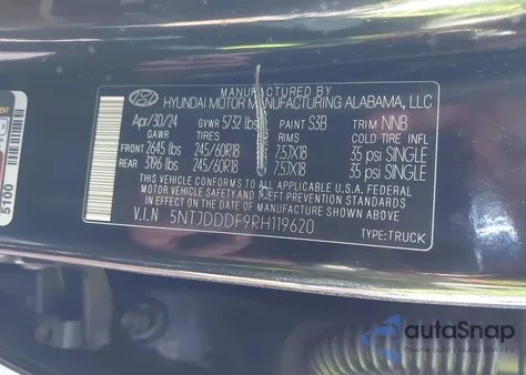 2024 Hyundai Santa Cruz Xrt z USA, uszkodzony, nr VIN 5NTJDDDF9RH119620